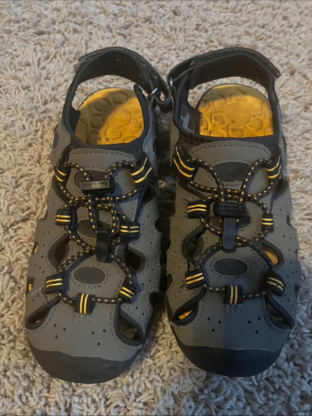 Khombu Grey and Yellow Kids Sport Sandals
